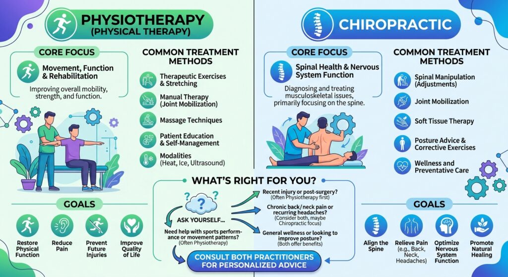 Physiotherapy vs Chiropractic: What's the Difference and Which Is Right for You?